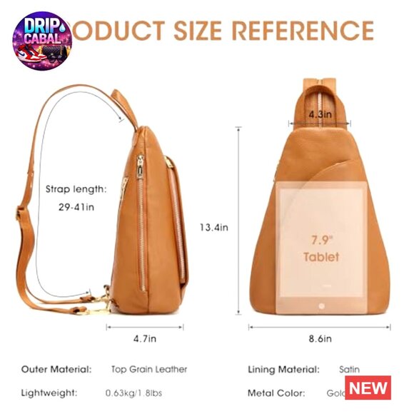 Top Grain Leather Sling Bag Crossbody Backpack RFID Blocking Travel main image 6